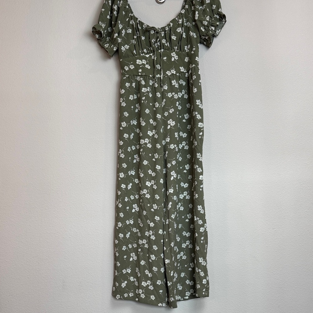 Inspired Hearts Olive Green Floral Jumpsuit